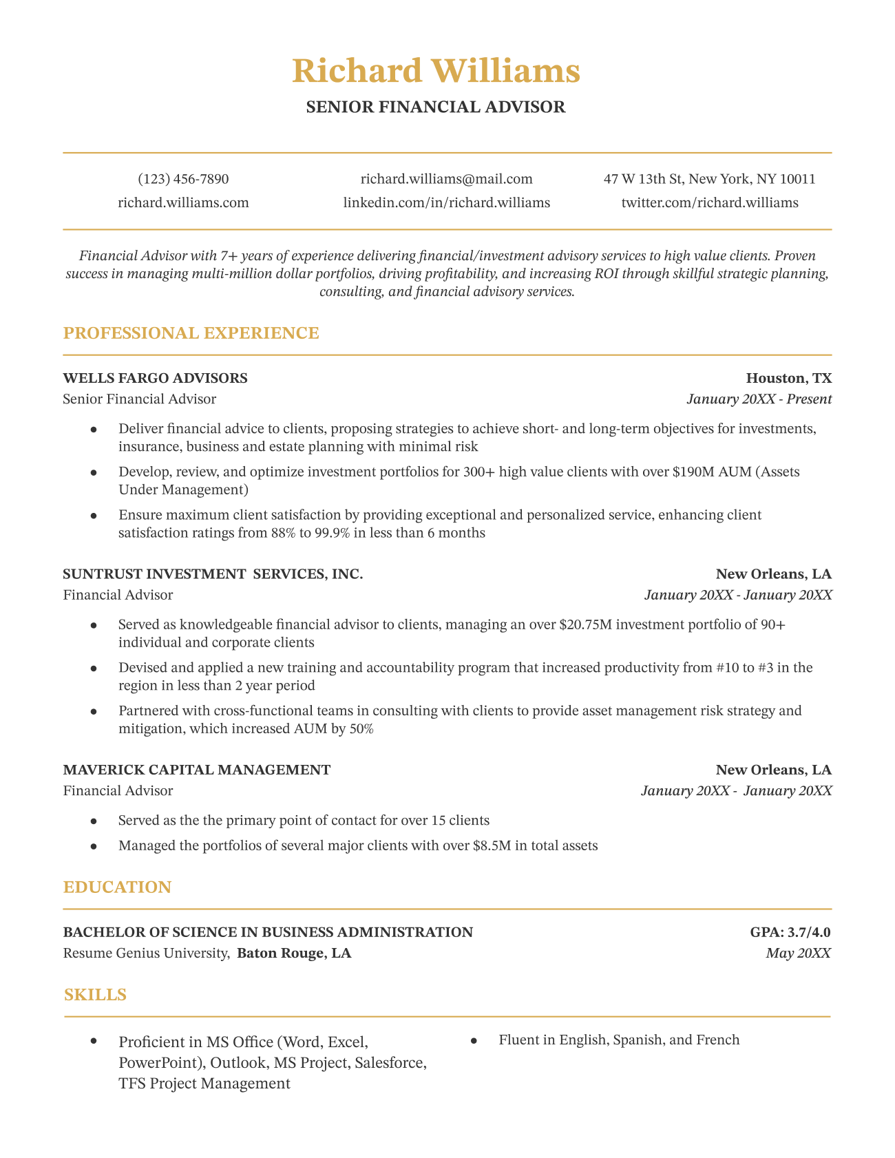 Chicago Resume Yellow